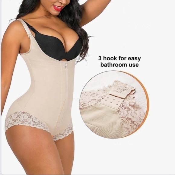 SHAPERX NWT Tummy Control Girdle Compression Bodysuit Lace Shorts - Picture 3 of 16